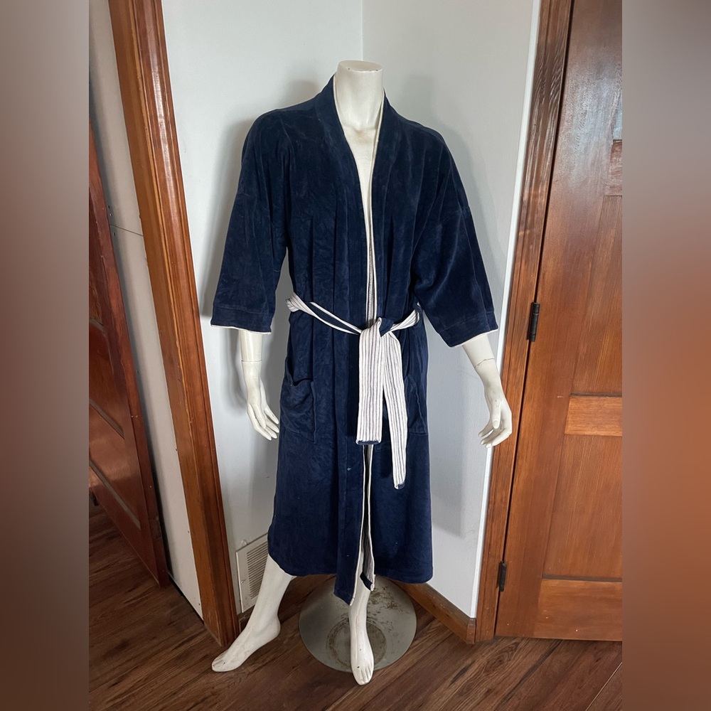 Vintage Navy Blue Men's Robe